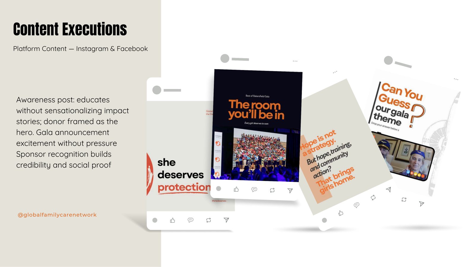 GFCN campaign content executions across Instagram and Facebook
